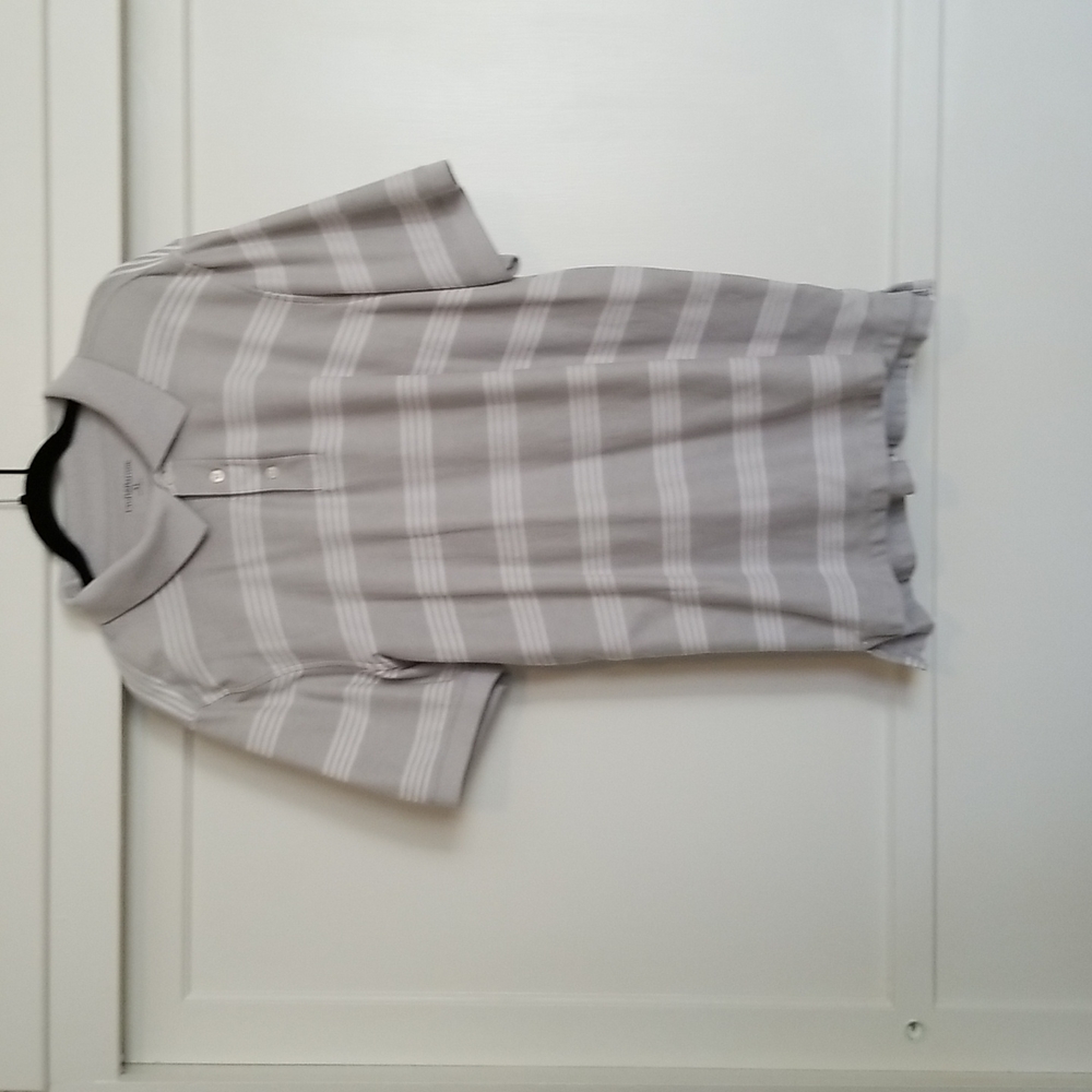 Gray Striped Polo Shirt EUC